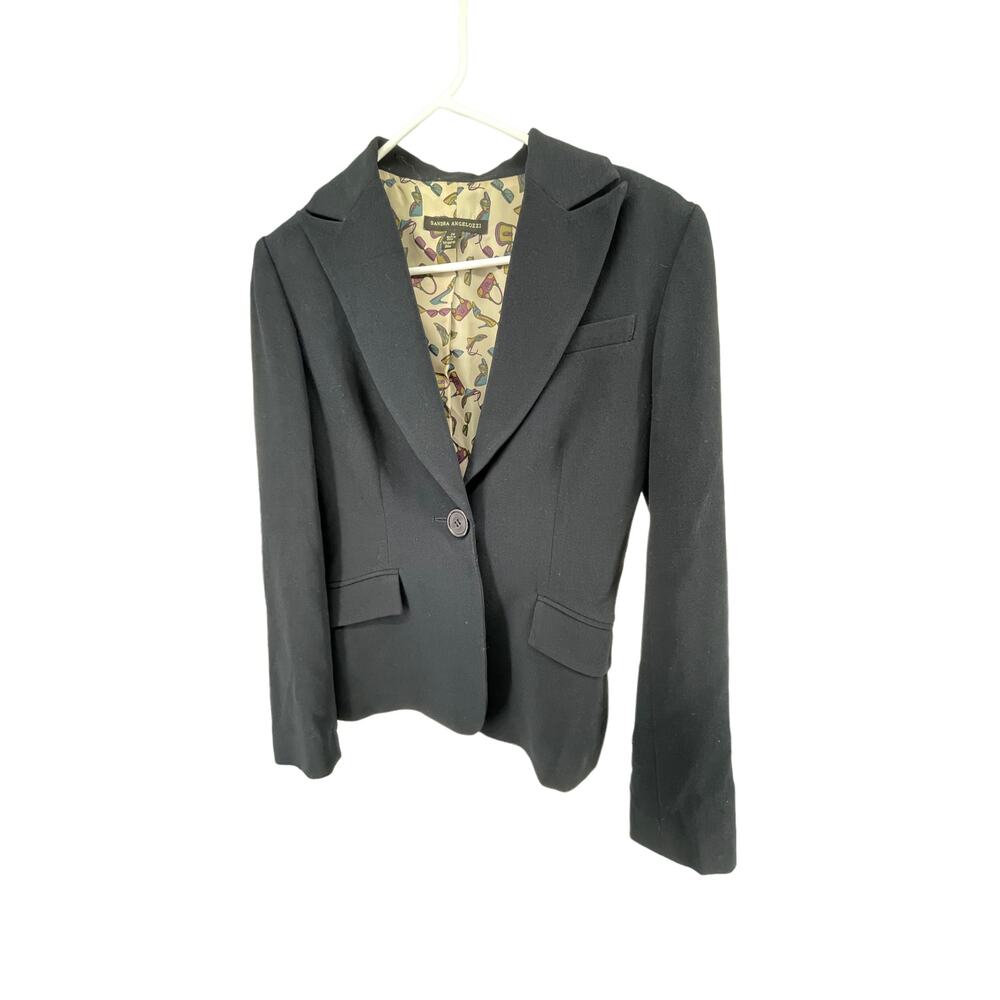 Sandra Angelozzi Black Single Button Blazer Dress Pant Suit Women's Size 34/XS